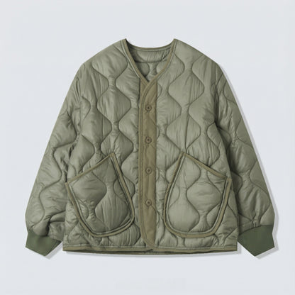 Quilted Padded Jacket - Olive  (Unisex)