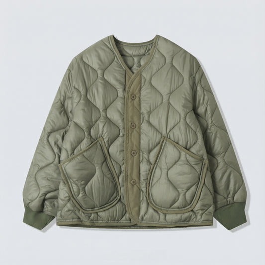 Quilted Padded Jacket - Olive  (Unisex)