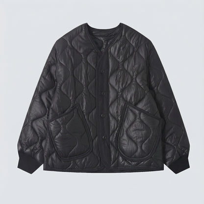 Quilted Padded Jacket - Black  (Unisex)
