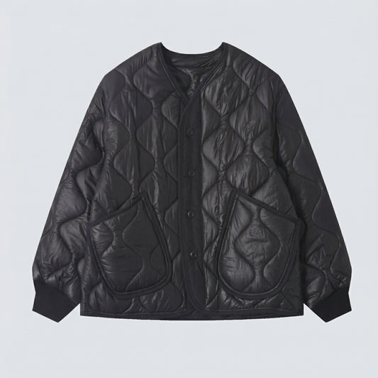 Quilted Padded Jacket - Black  (Unisex)
