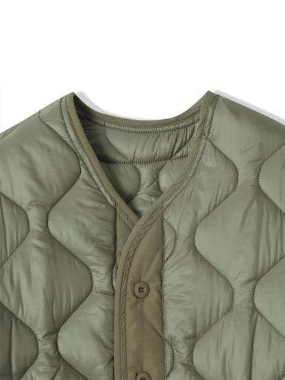 Quilted Padded Jacket - Olive  (Unisex)