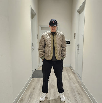 Quilted Padded Jacket - Olive  (Unisex)