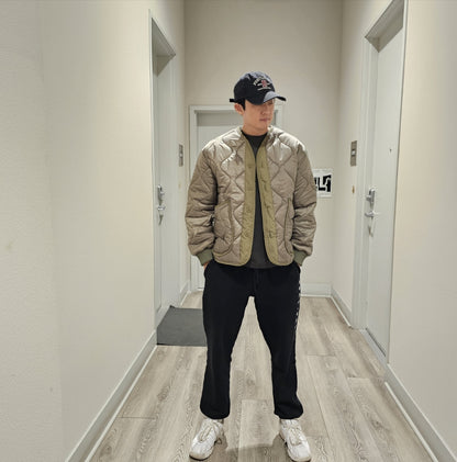 Quilted Padded Jacket - Olive  (Unisex)