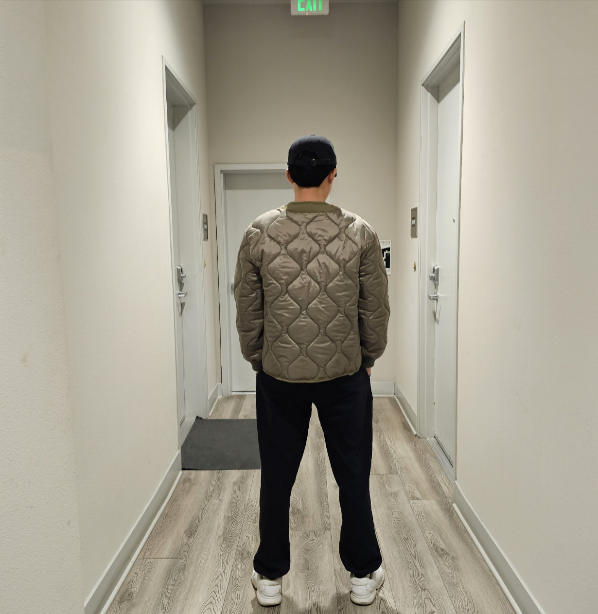 Quilted Padded Jacket - Olive  (Unisex)