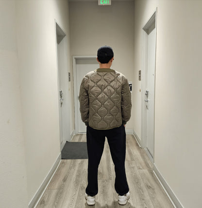 Quilted Padded Jacket - Olive  (Unisex)