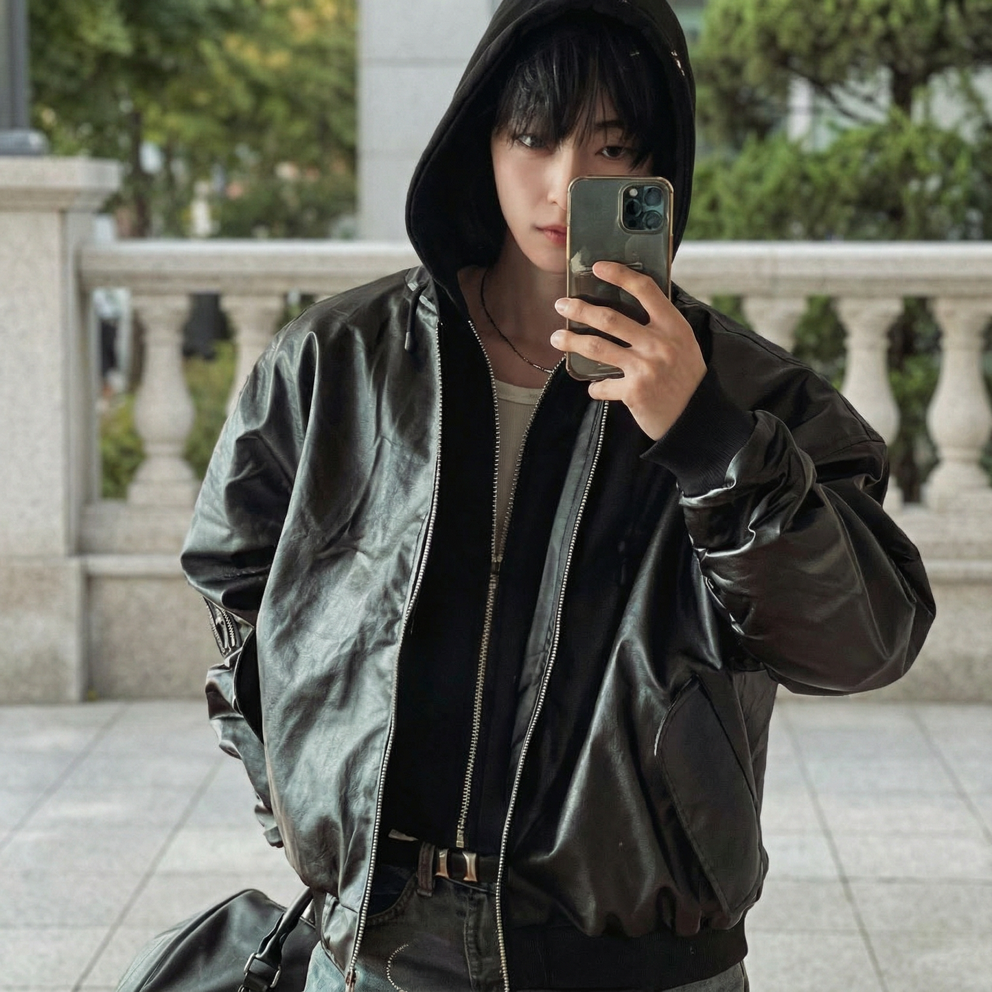 Attached-Layer Hooded Padded Jacket (Unisex)