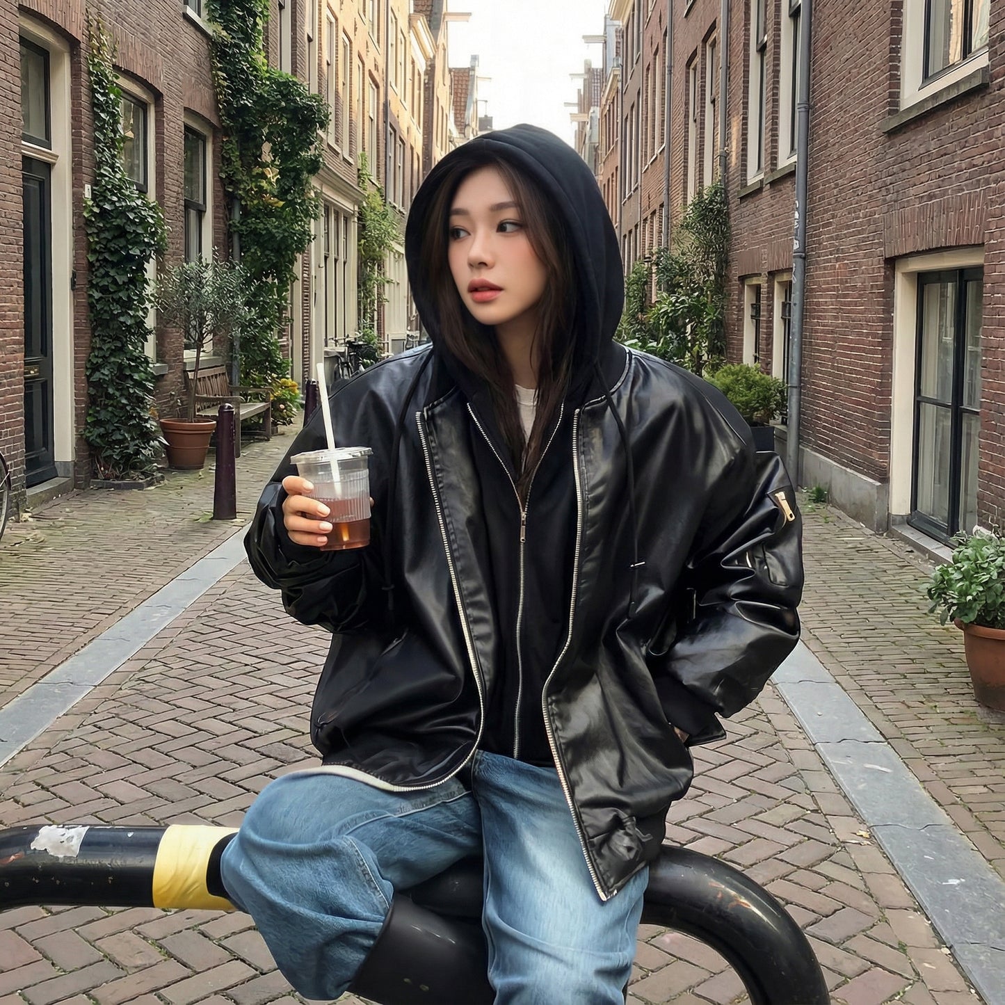 Attached-Layer Hooded Padded Jacket (Unisex)