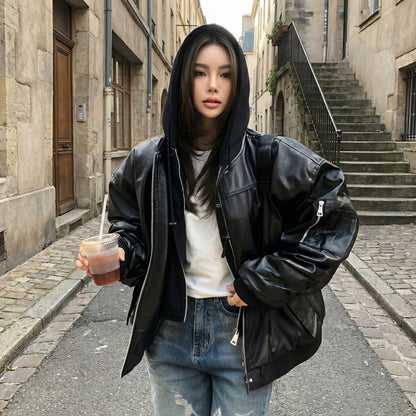 Attached-Layer Hooded Padded Jacket (Unisex)