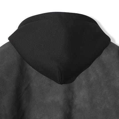 Attached-Layer Hooded Padded Jacket - Charcoal Suede  (Unisex)