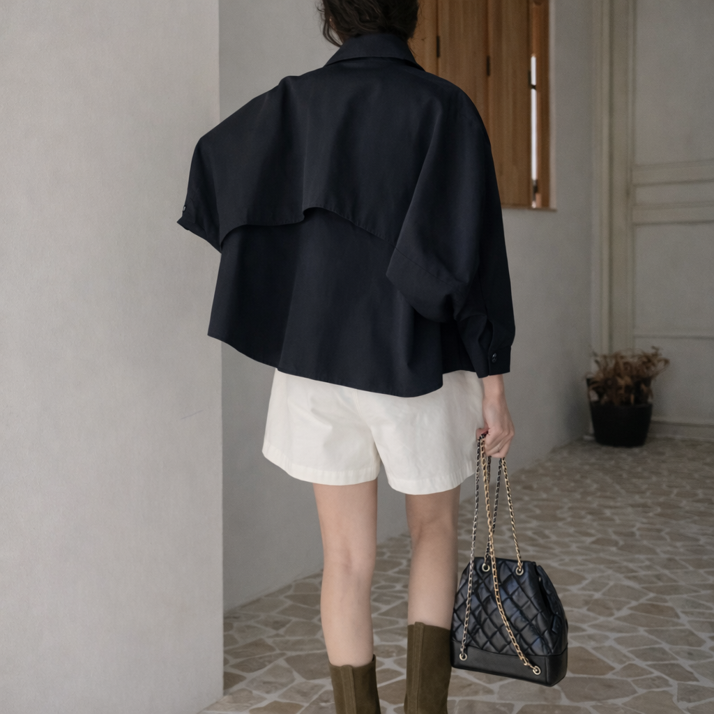 Cape Back  Short Trench Jacket – Women One Size