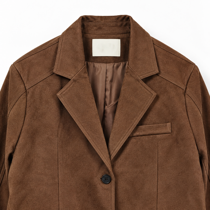 Suede Relaxed Blazer Jacket - Women One Size