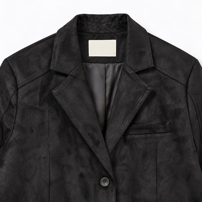 Suede Relaxed Blazer Jacket - Women One Size