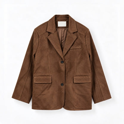 Suede Relaxed Blazer Jacket - Women One Size