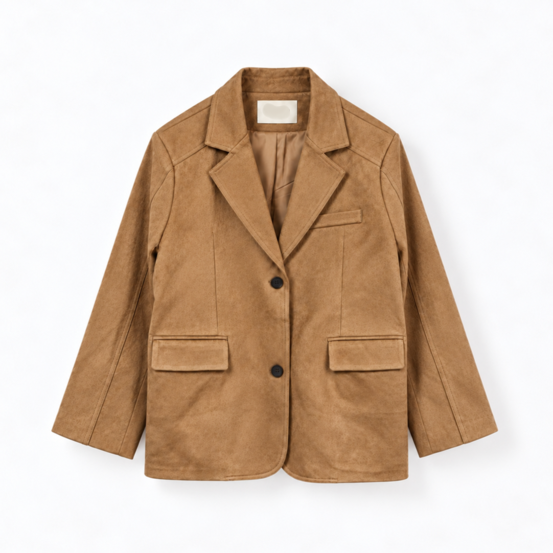 Suede Relaxed Blazer Jacket - Women One Size