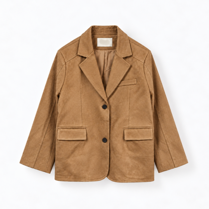 Suede Relaxed Blazer Jacket - Women One Size