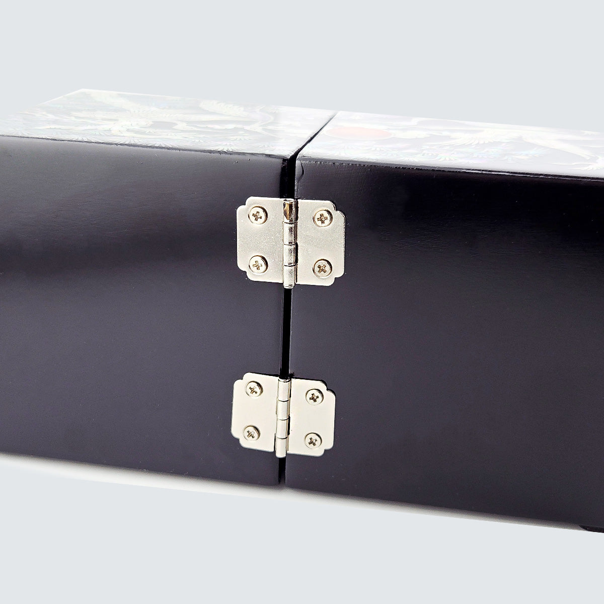 JAGAE (Korean Mother of Pearl) Jewelry Box – Classic Black Crane & Butterfly Design