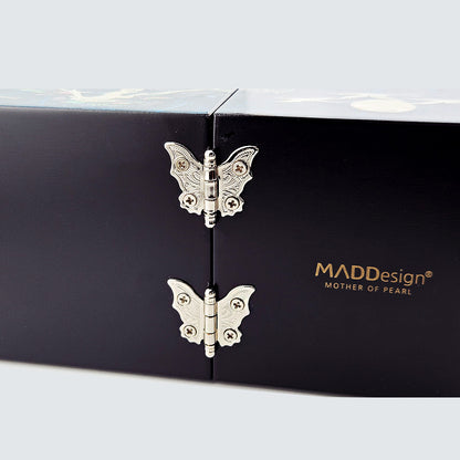 JAGAE (Korean Mother of Pearl) Jewelry Box – Teal Crane & Floral Inlay