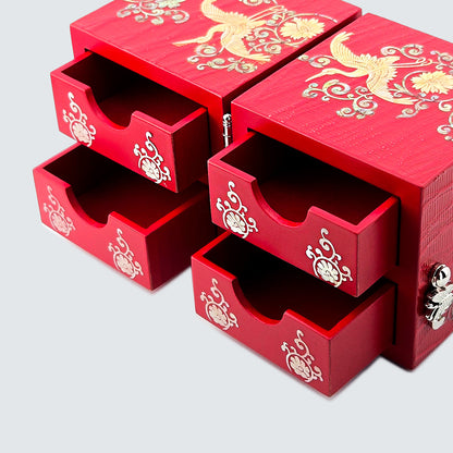 JAGAE (Korean Mother of Pearl) Jewelry Box – Red Sambe Wood & Butterfly Inlay