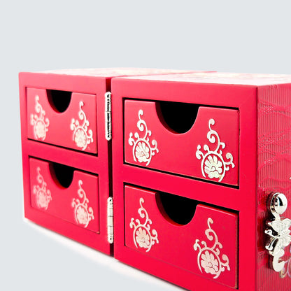 JAGAE (Korean Mother of Pearl) Jewelry Box – Red Sambe Wood & Butterfly Inlay