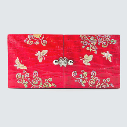 JAGAE (Korean Mother of Pearl) Jewelry Box – Red Sambe Wood & Butterfly Inlay