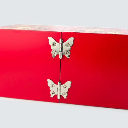 JAGAE (Korean Mother of Pearl) Jewelry Box – Red Sambe Wood & Butterfly Inlay
