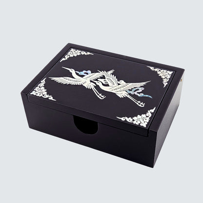 Jagae Mother-of-Pearl Crane Minimal Jewelry & Card Box – Black