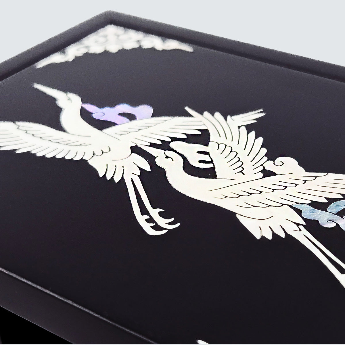 Jagae Mother-of-Pearl Crane Minimal Jewelry & Card Box – Black
