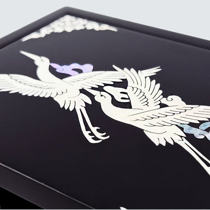 Jagae Mother-of-Pearl Crane Minimal Jewelry & Card Box – Black