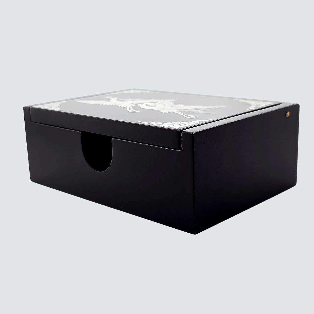 Jagae Mother-of-Pearl Crane Minimal Jewelry & Card Box – Black