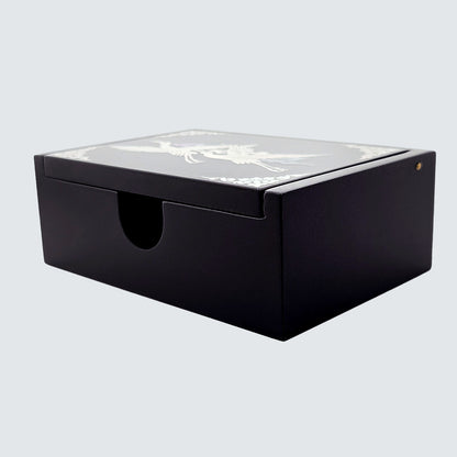 Jagae Mother-of-Pearl Crane Minimal Jewelry & Card Box – Black