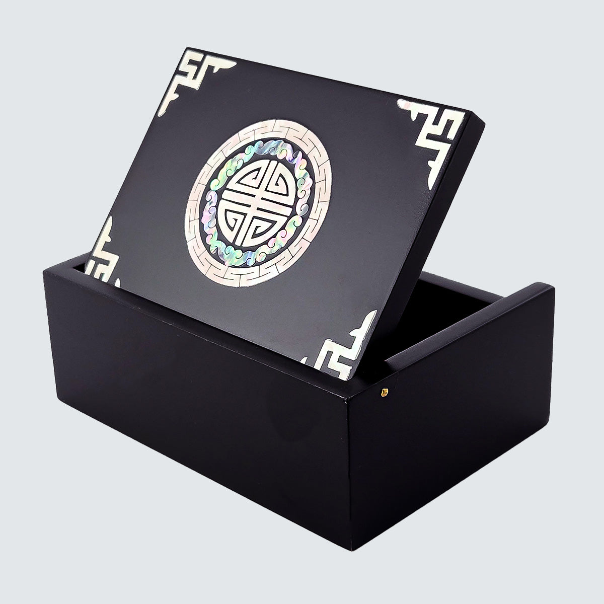 Jagae Mother-of-Pearl Traditional Emblem Jewelry & Card Box – Black