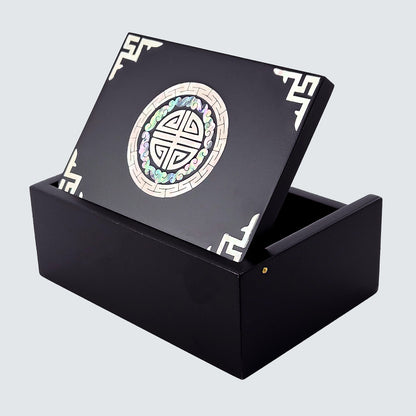 Jagae Mother-of-Pearl Traditional Emblem Jewelry & Card Box – Black
