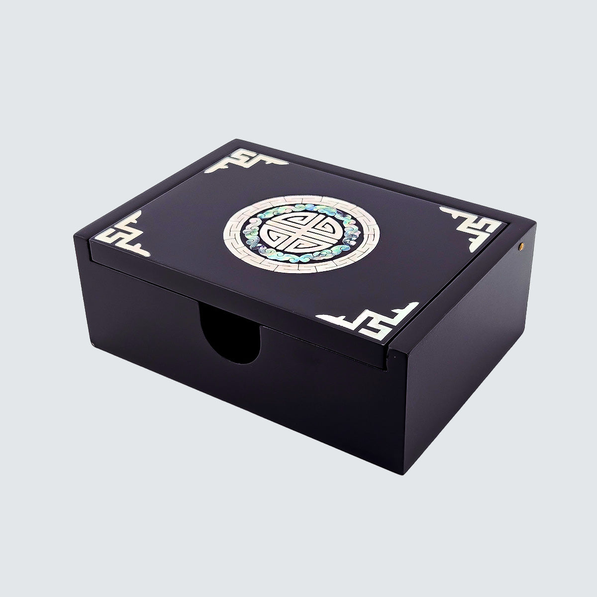 Jagae Mother-of-Pearl Traditional Emblem Jewelry & Card Box – Black