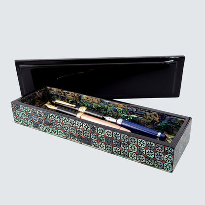 JAGAE Korean Mother-of-Pearl Long Box – Floral Tile Pen & Jewelry Case