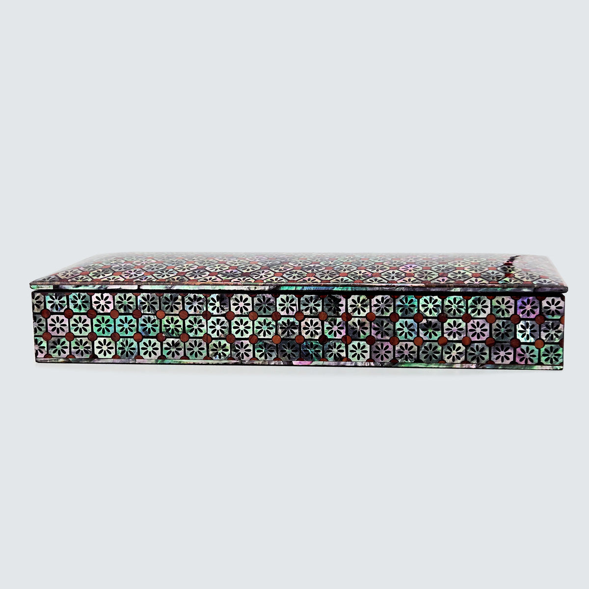 JAGAE Korean Mother-of-Pearl Long Box – Floral Tile Pen & Jewelry Case
