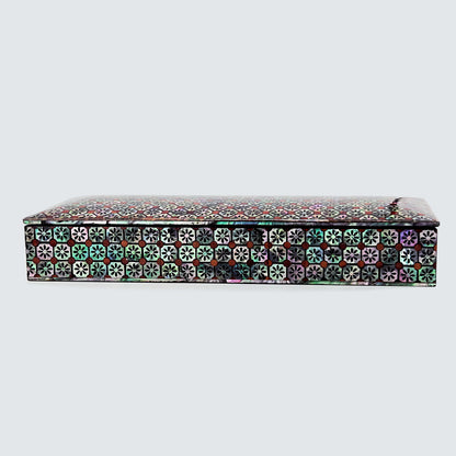 JAGAE Korean Mother-of-Pearl Long Box – Floral Tile Pen & Jewelry Case