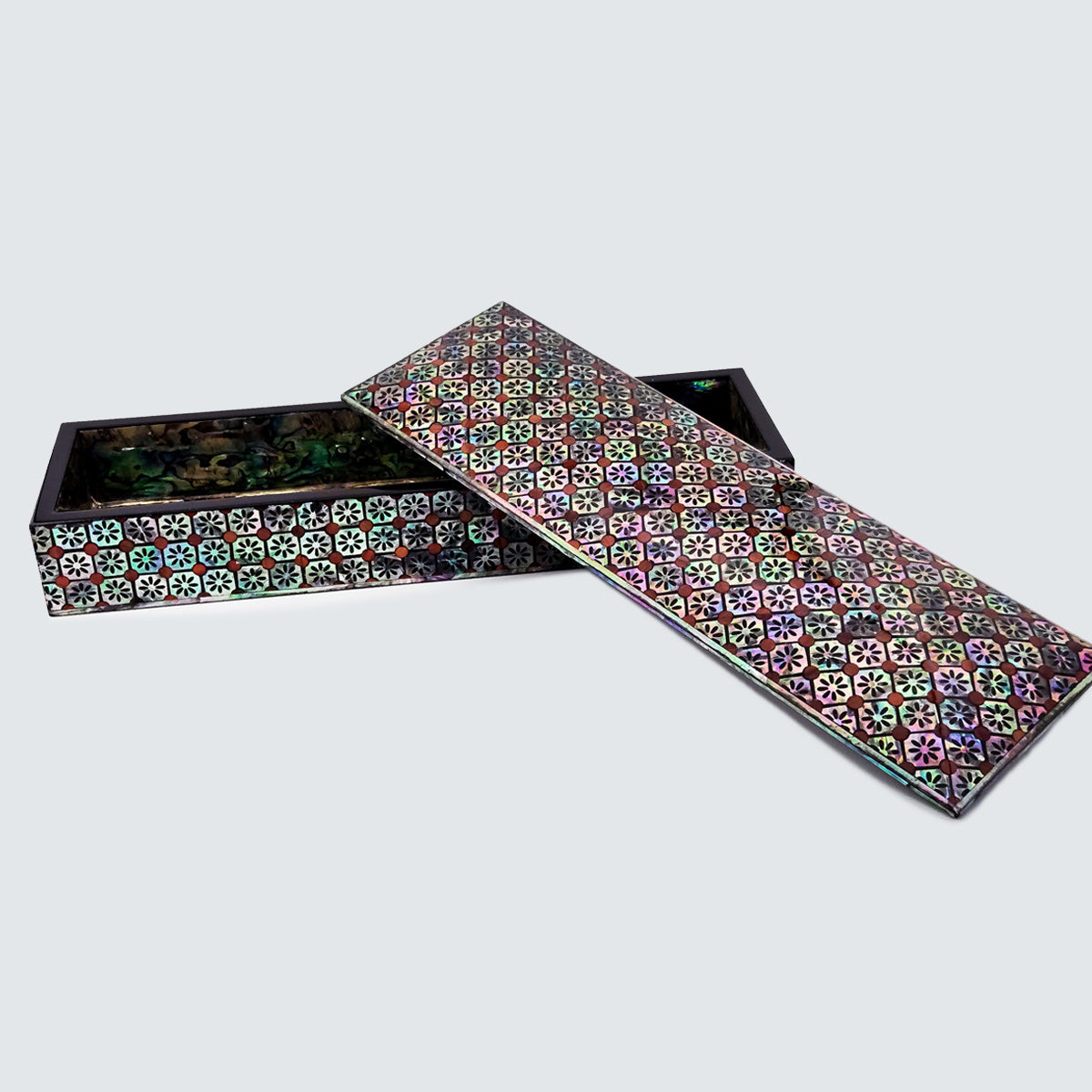 JAGAE Korean Mother-of-Pearl Long Box – Floral Tile Pen & Jewelry Case