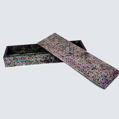 JAGAE Korean Mother-of-Pearl Long Box – Floral Tile Pen & Jewelry Case