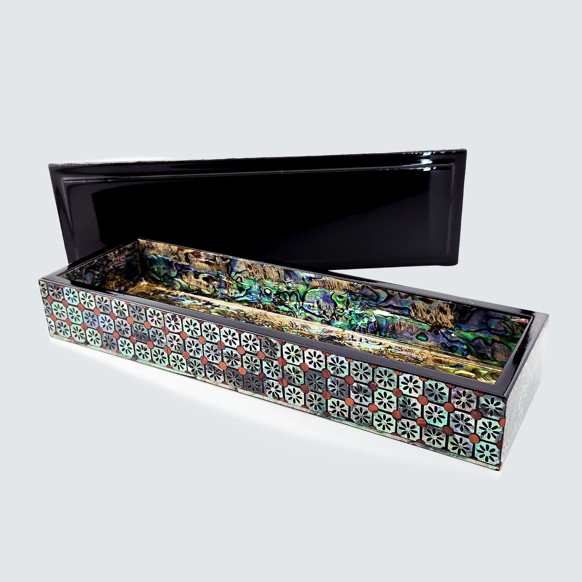 JAGAE Korean Mother-of-Pearl Long Box – Floral Tile Pen & Jewelry Case