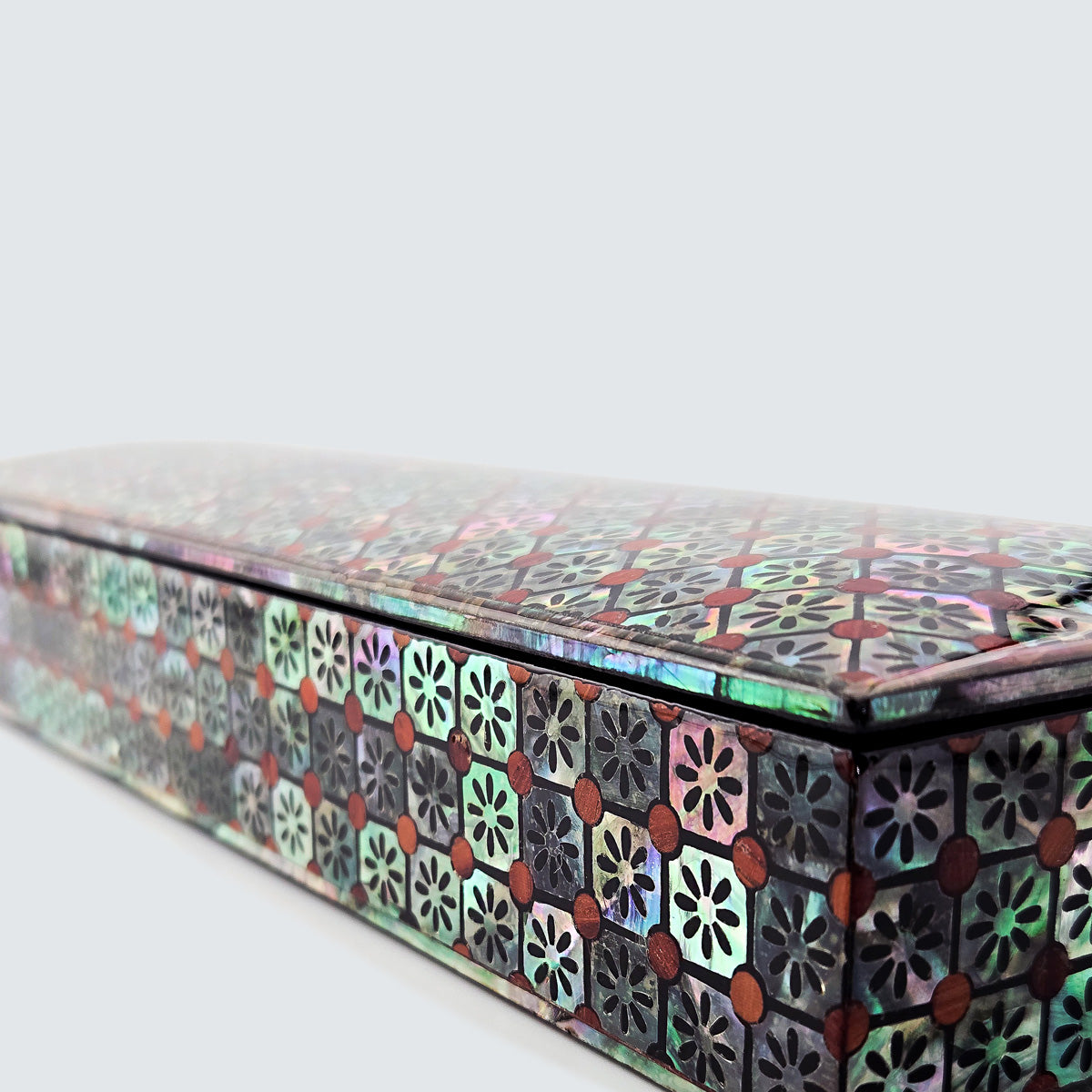 JAGAE Korean Mother-of-Pearl Long Box – Floral Tile Pen & Jewelry Case