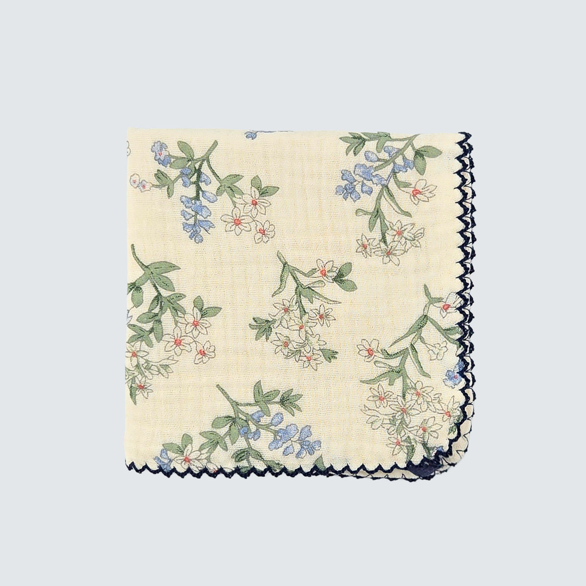 Blue Meadow Cotton Gauze Handkerchief