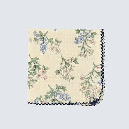 Blue Meadow Cotton Gauze Handkerchief