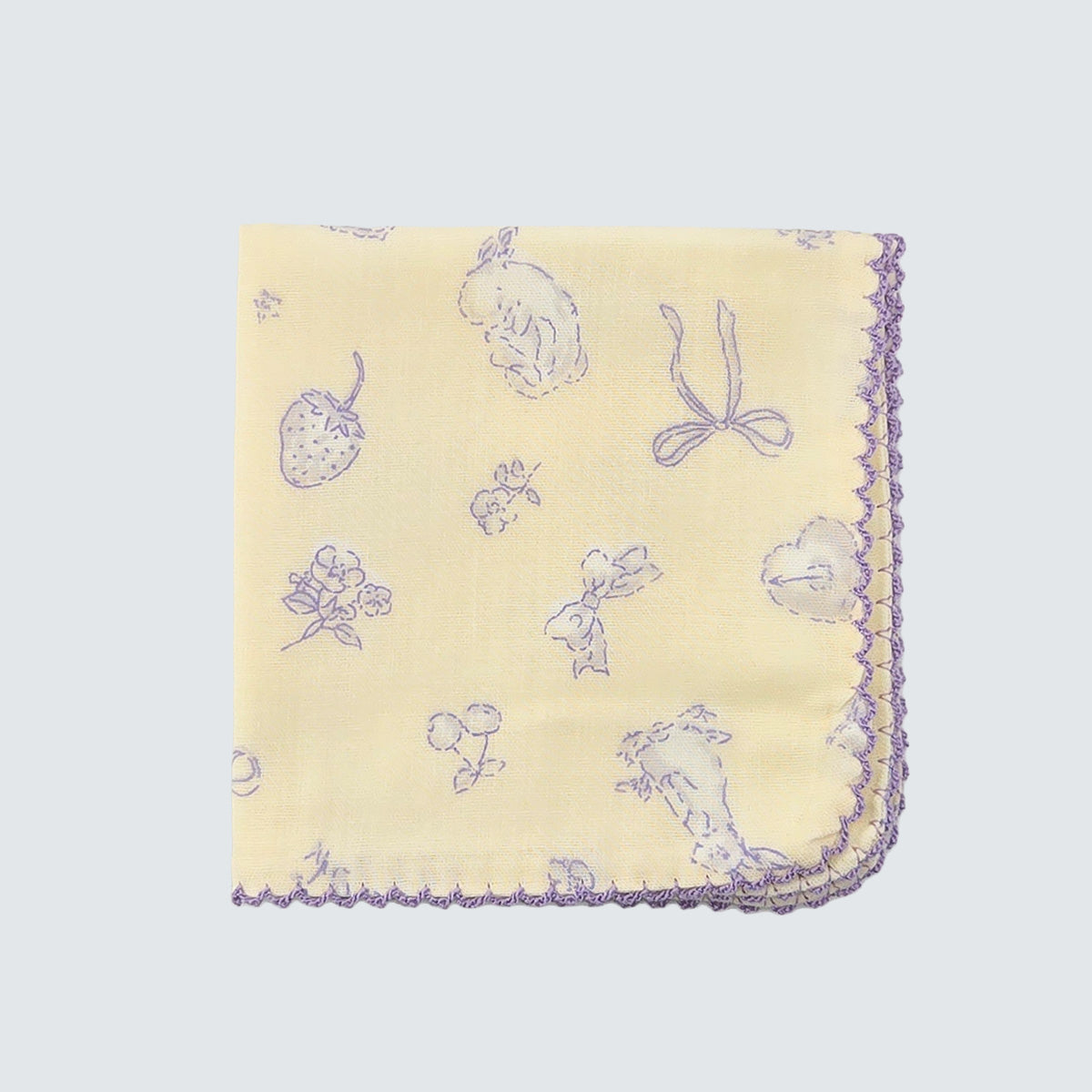 Soft Story Rabbit Cotton Handkerchief – Lavender Sketch
