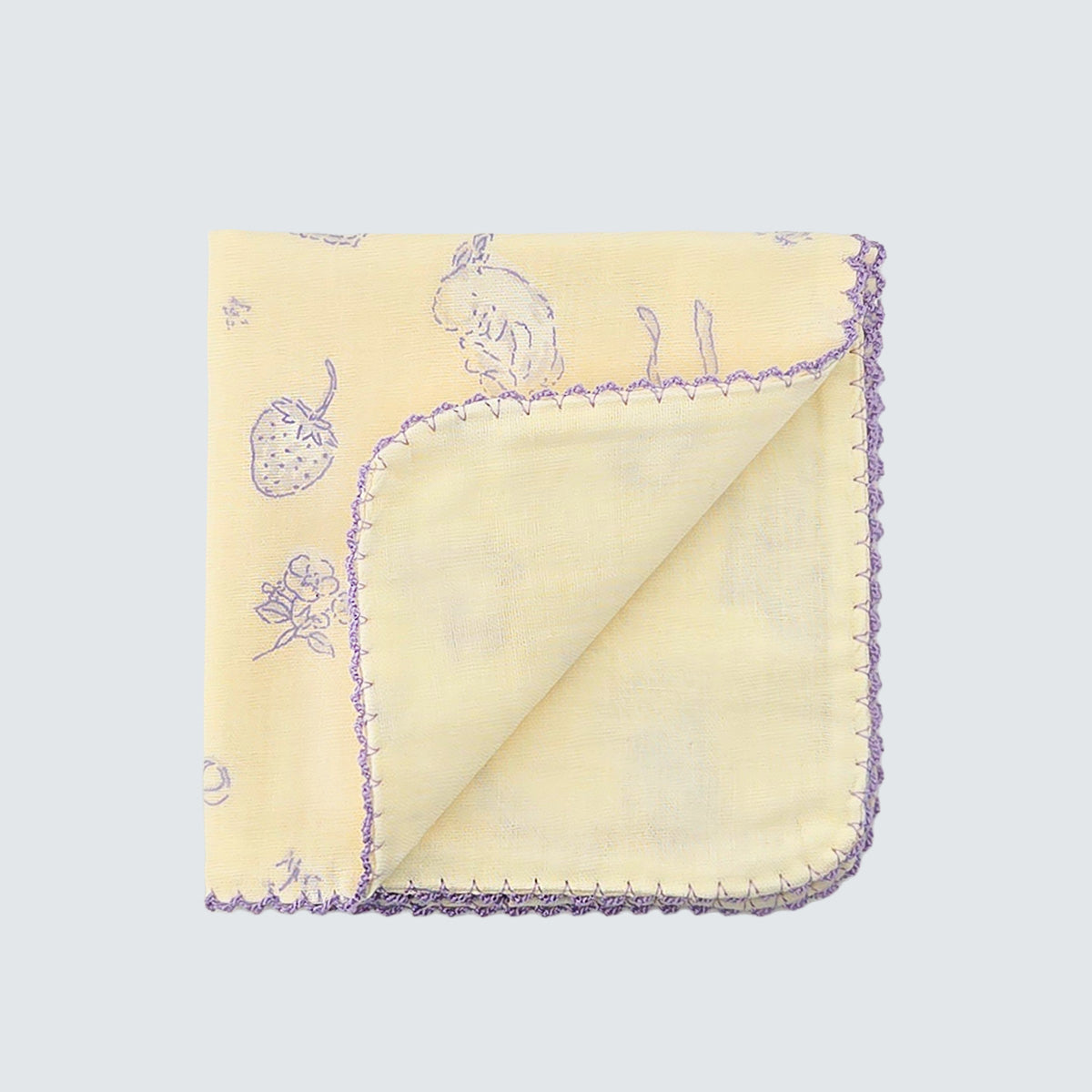 Soft Story Rabbit Cotton Handkerchief – Lavender Sketch