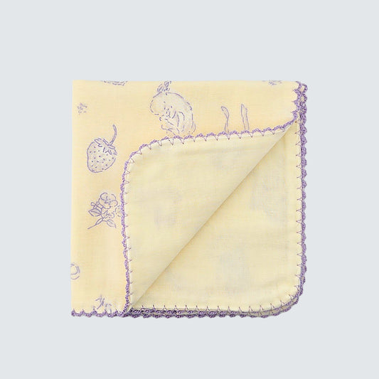 Soft Story Rabbit Cotton Handkerchief – Lavender Sketch