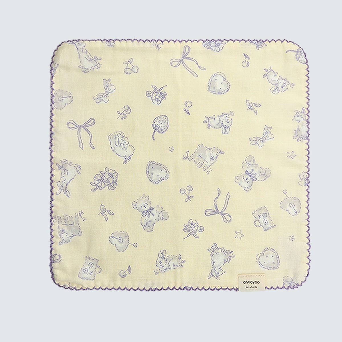 Soft Story Rabbit Cotton Handkerchief – Lavender Sketch