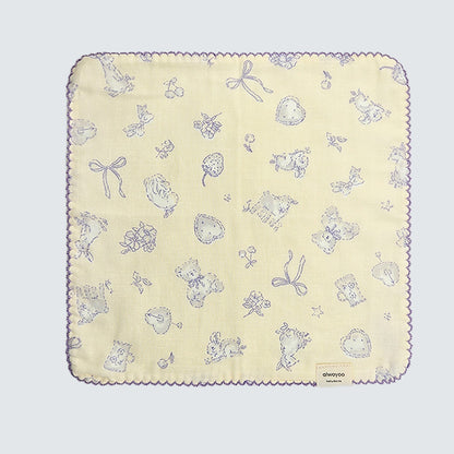 Soft Story Rabbit Cotton Handkerchief – Lavender Sketch