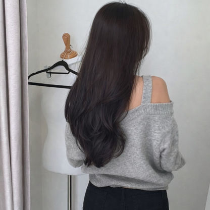 Double Strap Off-Shoulder Knit Top -  Women One Size