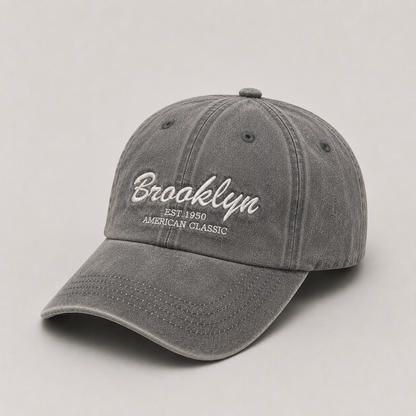 Vintage Washed Brooklyn Embroidered Baseball Cap