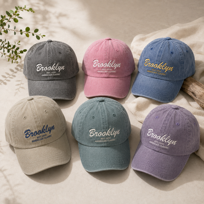 Vintage Washed Brooklyn Embroidered Baseball Cap